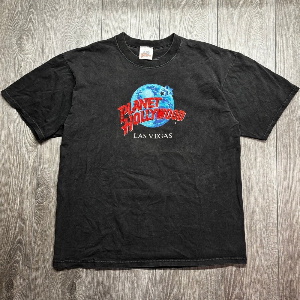 Vintage Planet Hollywood Las Vegas Graphic T-Shirt Mens Large Black Made in USA